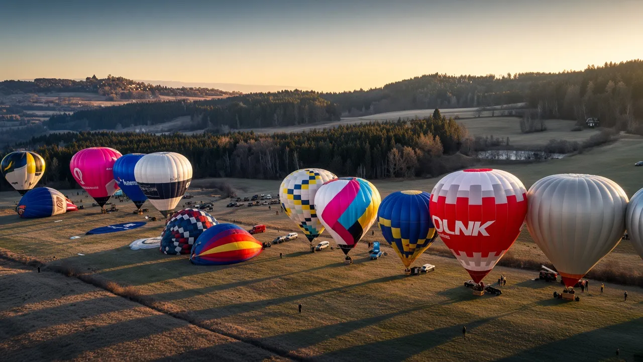 Balony při společném startu z letiště Kejžlice